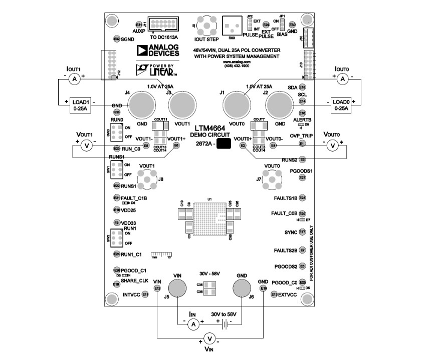 Mechanical Drawing - Analog Devices Inc. DC2672A-A Demo Board for LTM4664 Mechanical Drawing - Analog Devices Inc. DC2672A-A Demo Board for LTM4664